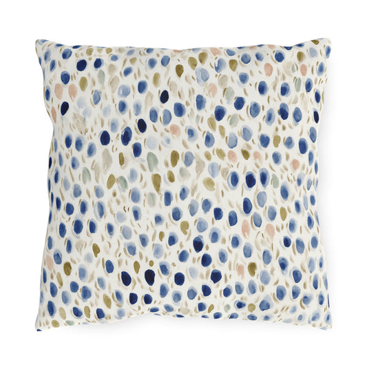 Blue Moroccan Tile Outdoor Pillow — Navy Geometric Patio Cushion
