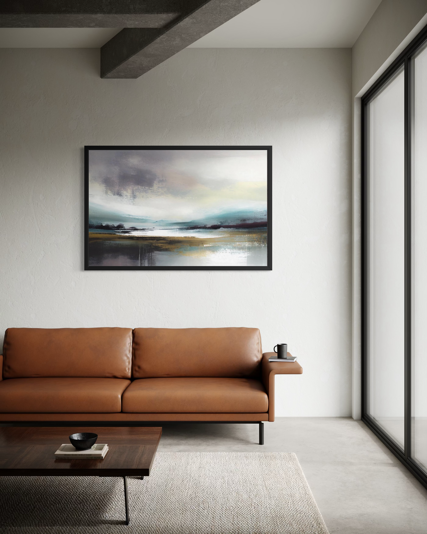 Quiet Shore – Framed Coastal Abstract Landscape Print