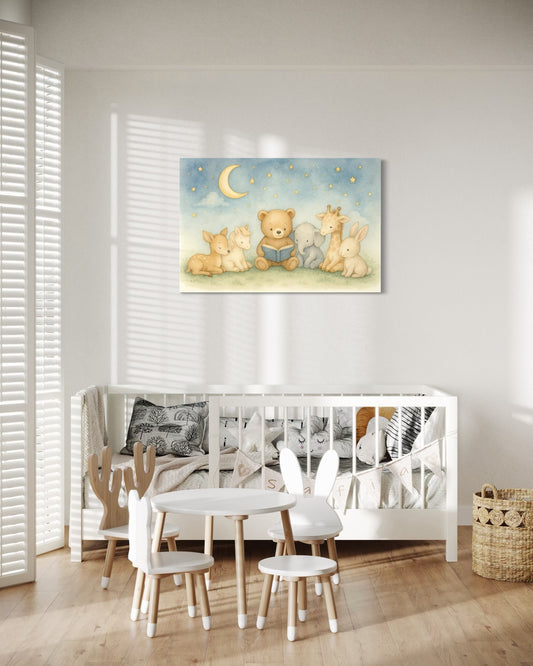 Bedtime Story Under the Moon - Nursery Framed Print