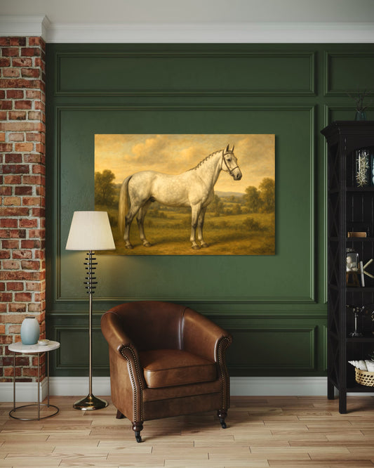 Vintage Grey Horse Portrait - Framed Print