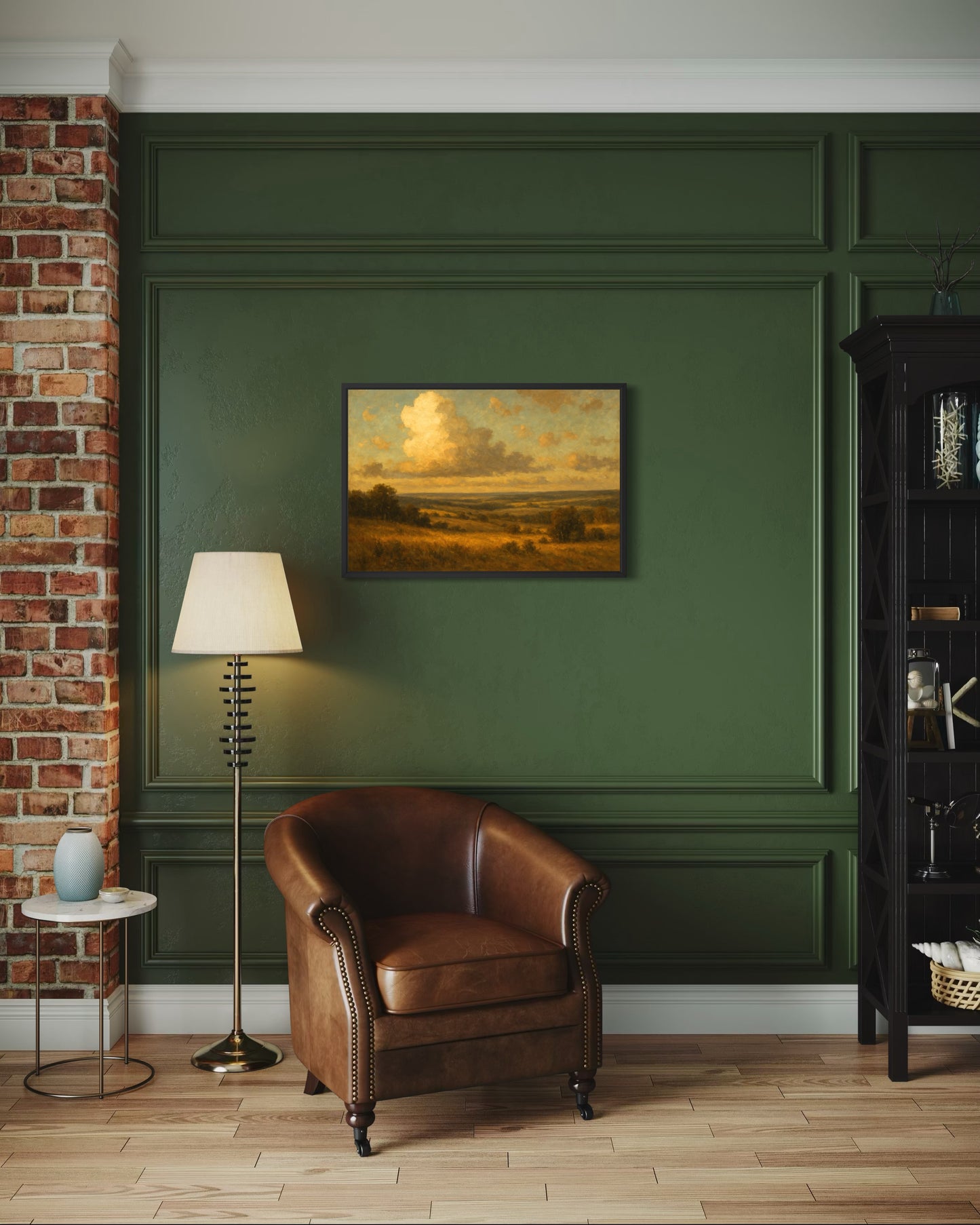 Golden Countryside Landscape – Framed Wall Art