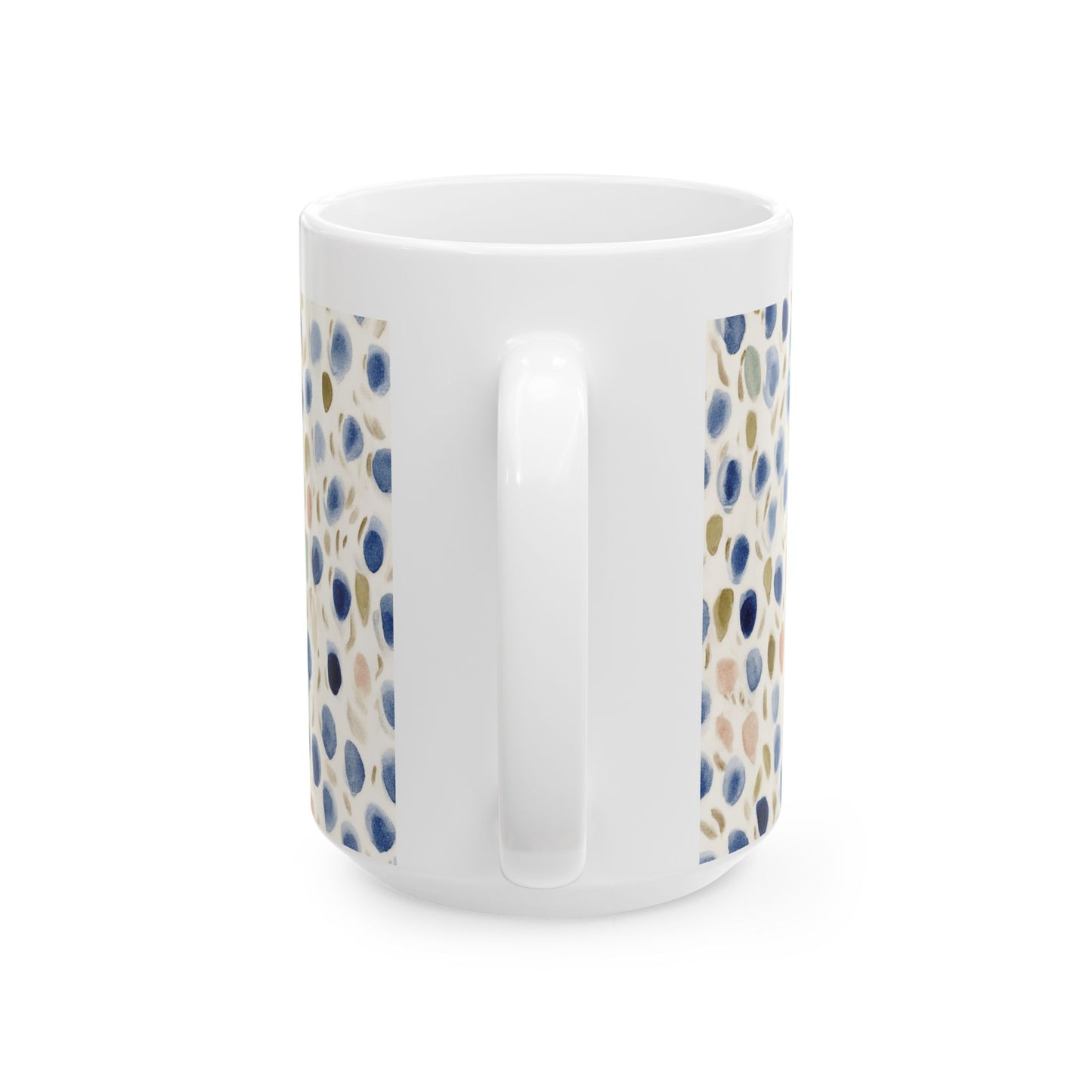 Blue Olive Watercolor Dot Ceramic Mug – Abstract Speckled Coffee Cup (11oz/15oz)
