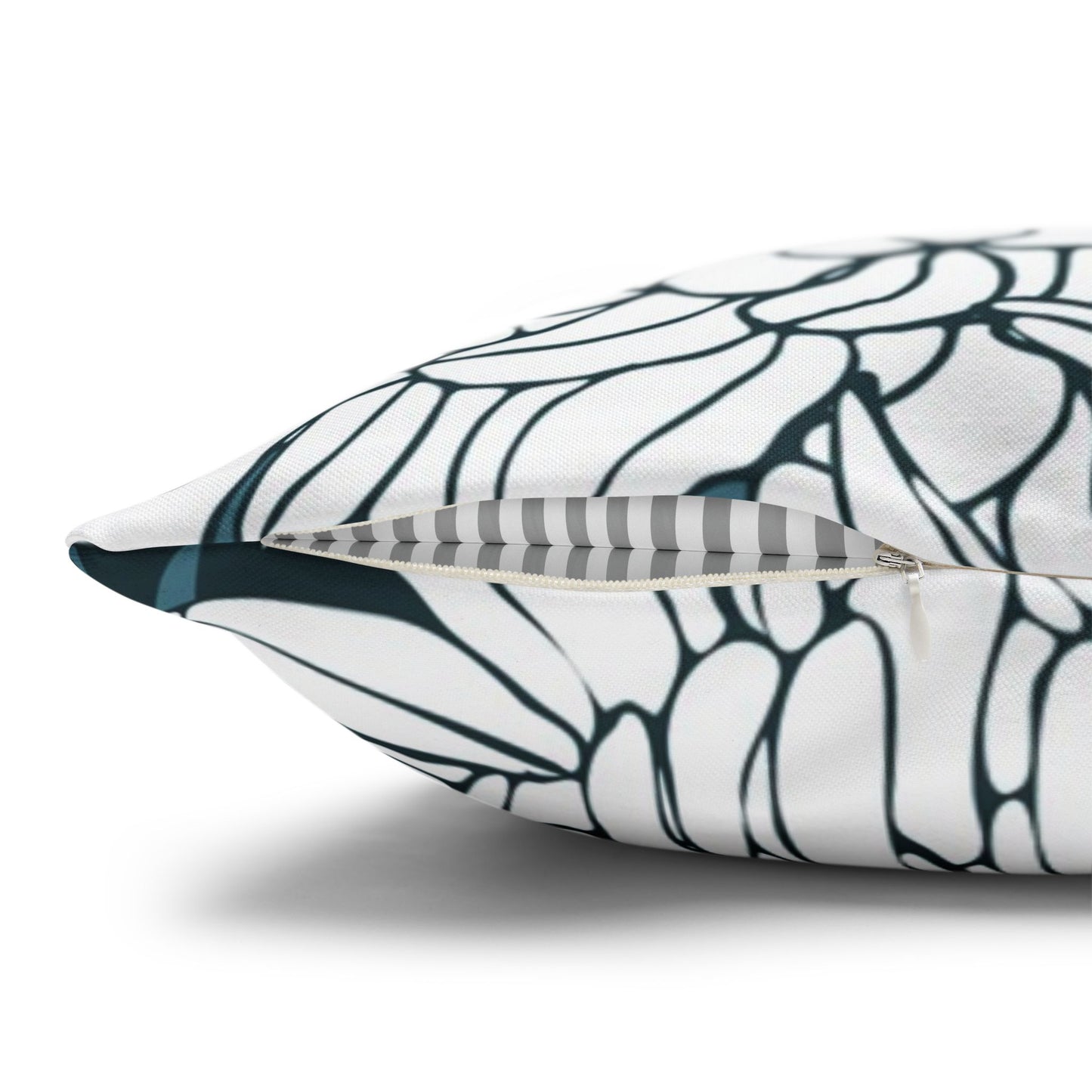 Chrysanthemum Floral Pillowcase — Navy & White Decorative Throw Pillow