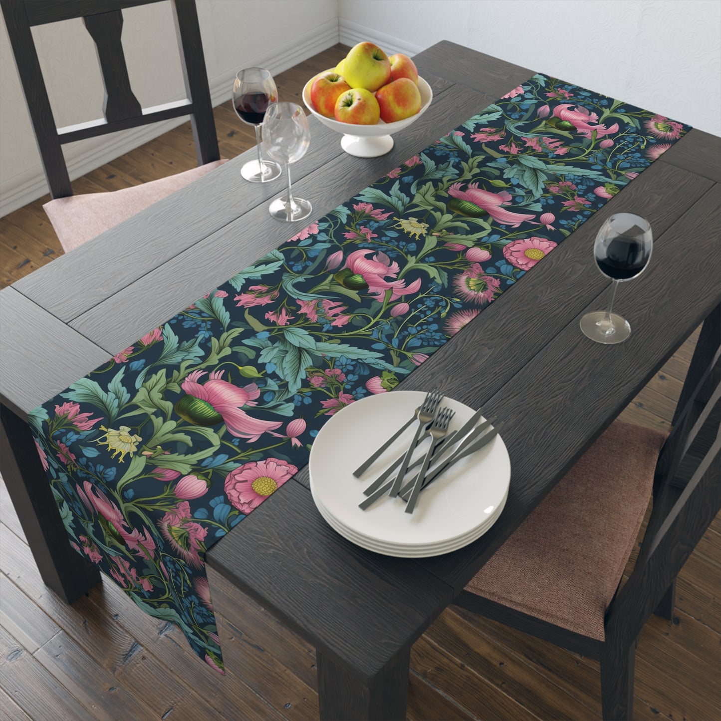 Floral Cotton-Poly Table Runner — Botanical Floral Table Runner
