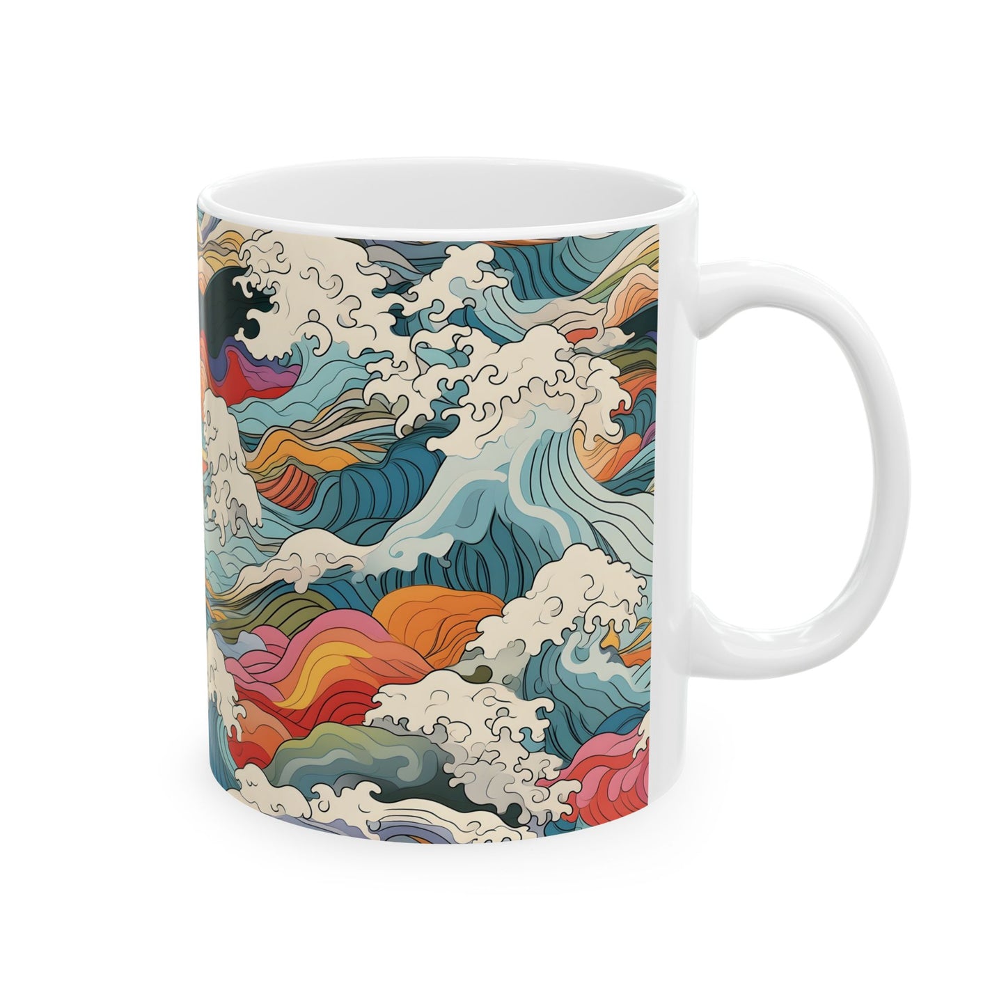 Ceramic Mug — Colorful Abstract Ocean Waves 11oz/15oz