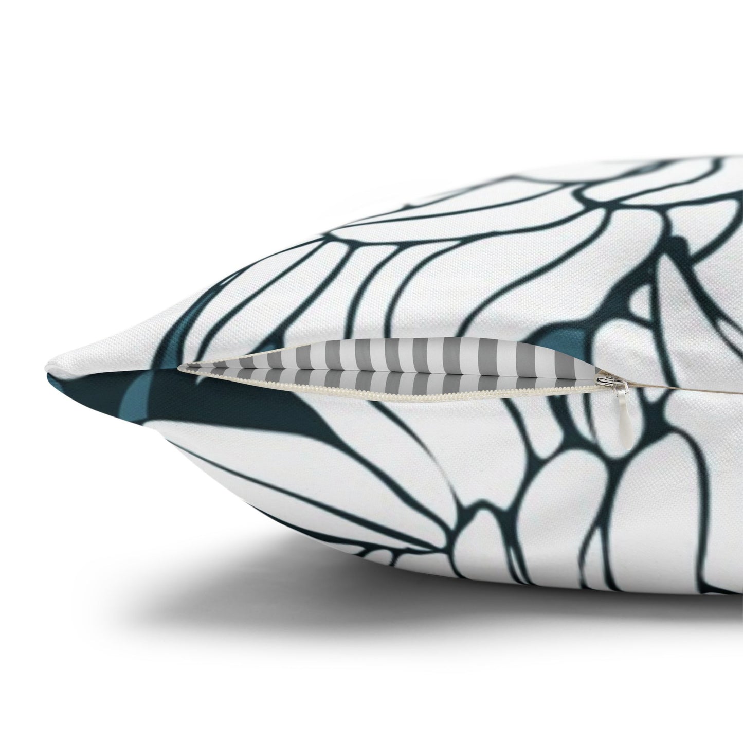 Chrysanthemum Floral Pillowcase — Navy & White Decorative Throw Pillow