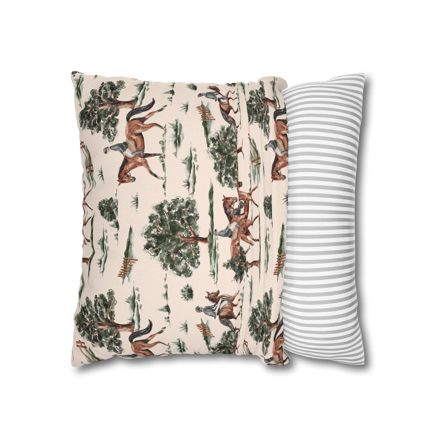 Equestrian Decorative Pillow Cover — Horse Riding Pattern