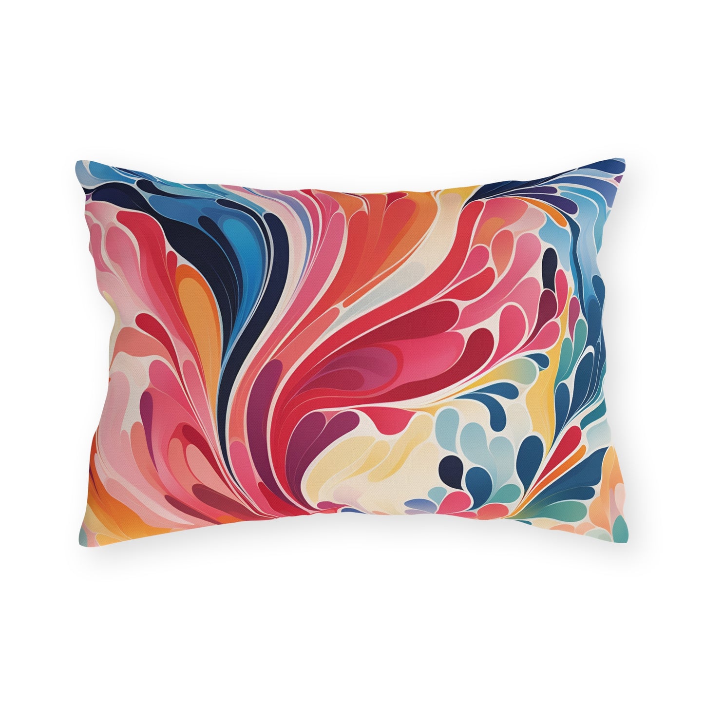 Vibrant Swirl Outdoor Pillow — Colorful Abstract Patio Cushion