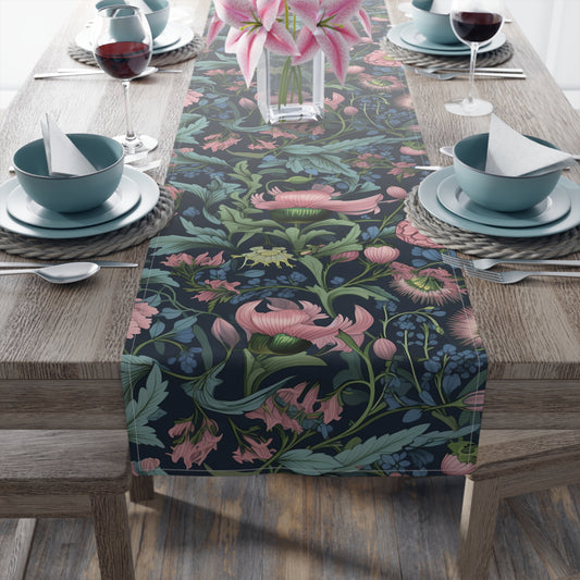 Floral Cotton-Poly Table Runner — Botanical Floral Table Runner