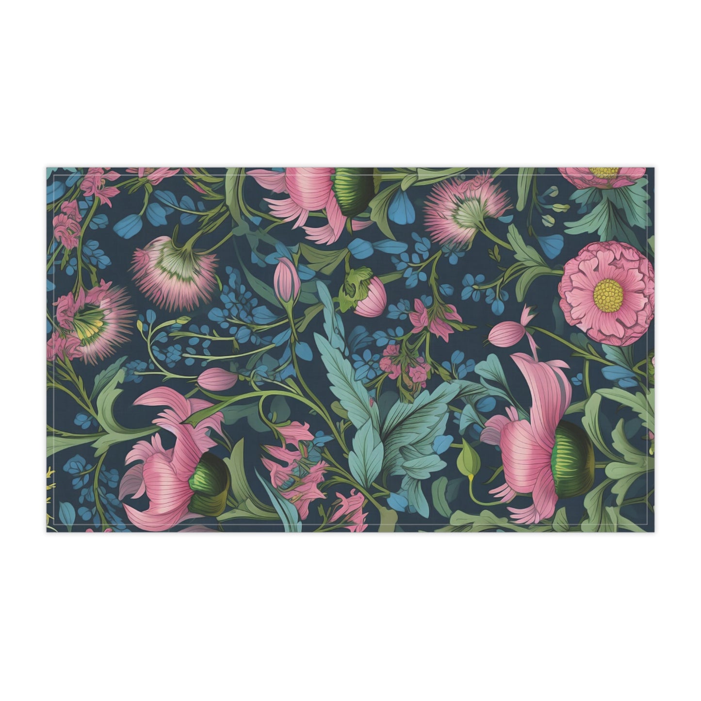 Vintage Floral Pattern Tea Towel | Pink Botanical Illustration