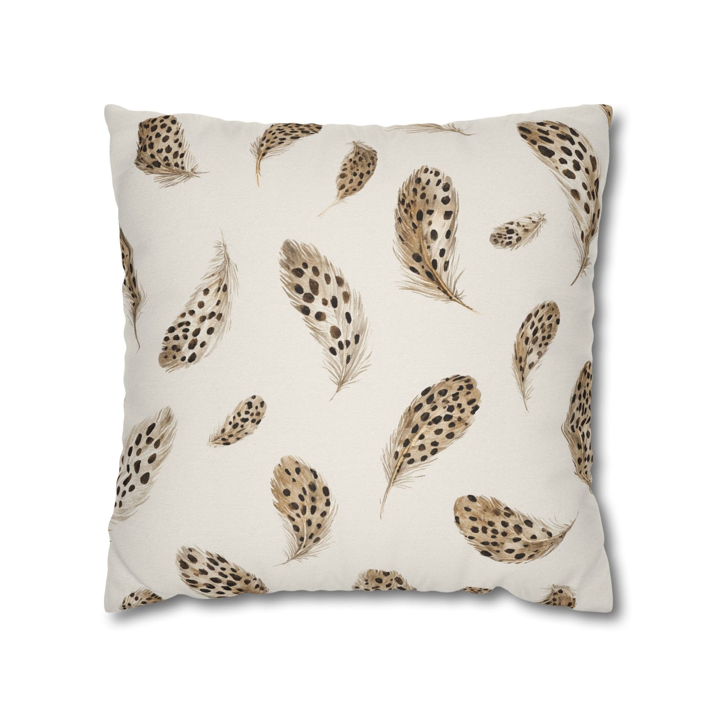 Feather Toss Decorative Pillowcase — Neutral Speckled Feathers Square Throw Pillow Cover