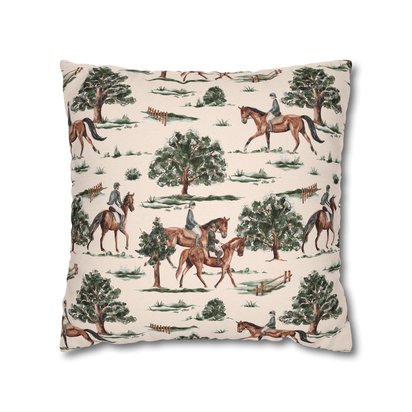 Equestrian Decorative Pillow Cover — Horse Riding Pattern