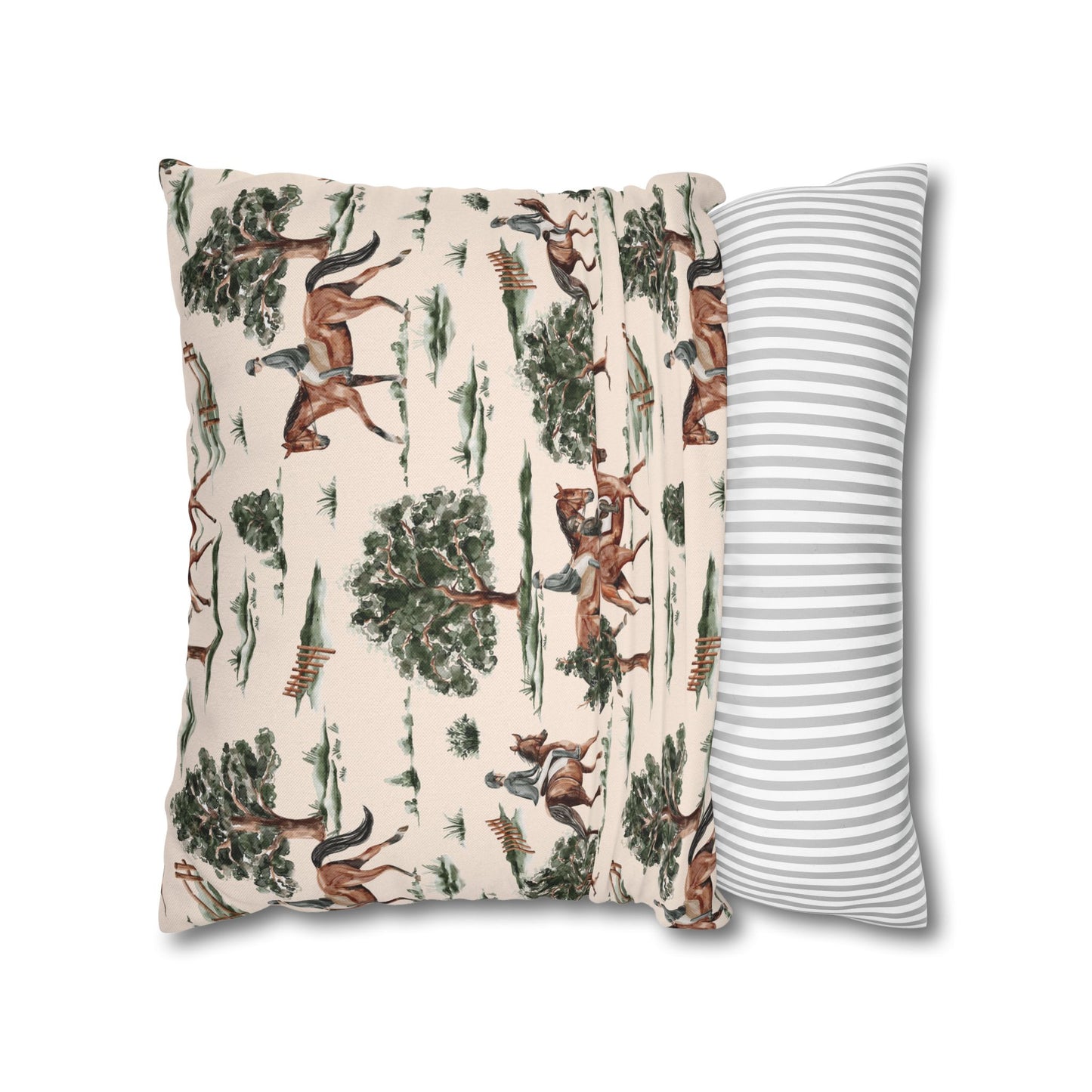 Equestrian Decorative Pillow Cover — Horse Riding Pattern