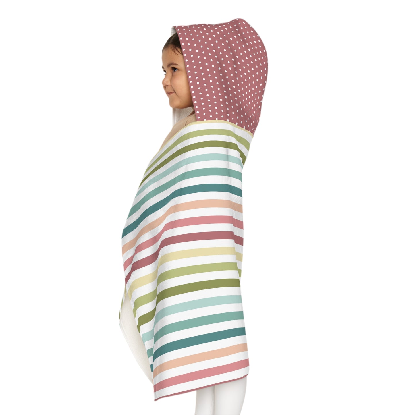 Turquoise Polka Dot Youth Hooded Towel — Striped Hood Beach & Pool Wrap for Kids