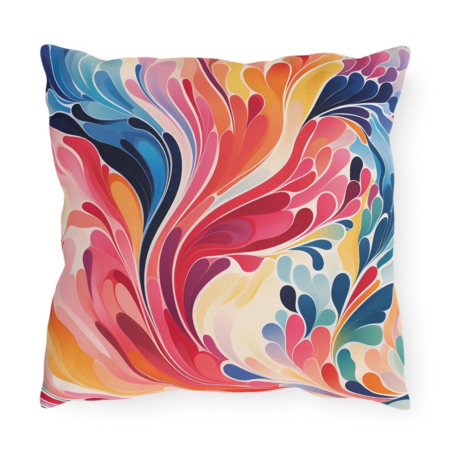 Vibrant Swirl Outdoor Pillow — Colorful Abstract Patio Cushion