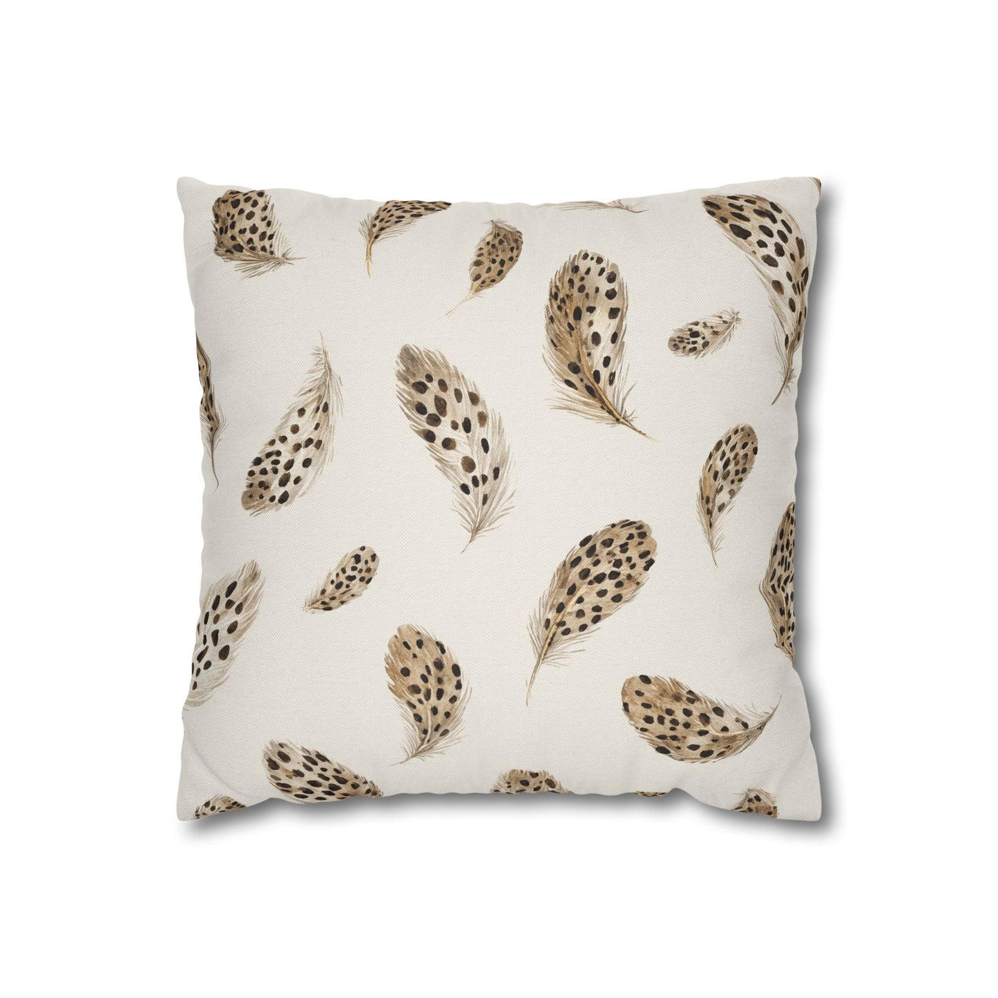 Feather Toss Decorative Pillowcase — Neutral Speckled Feathers Square Throw Pillow Cover