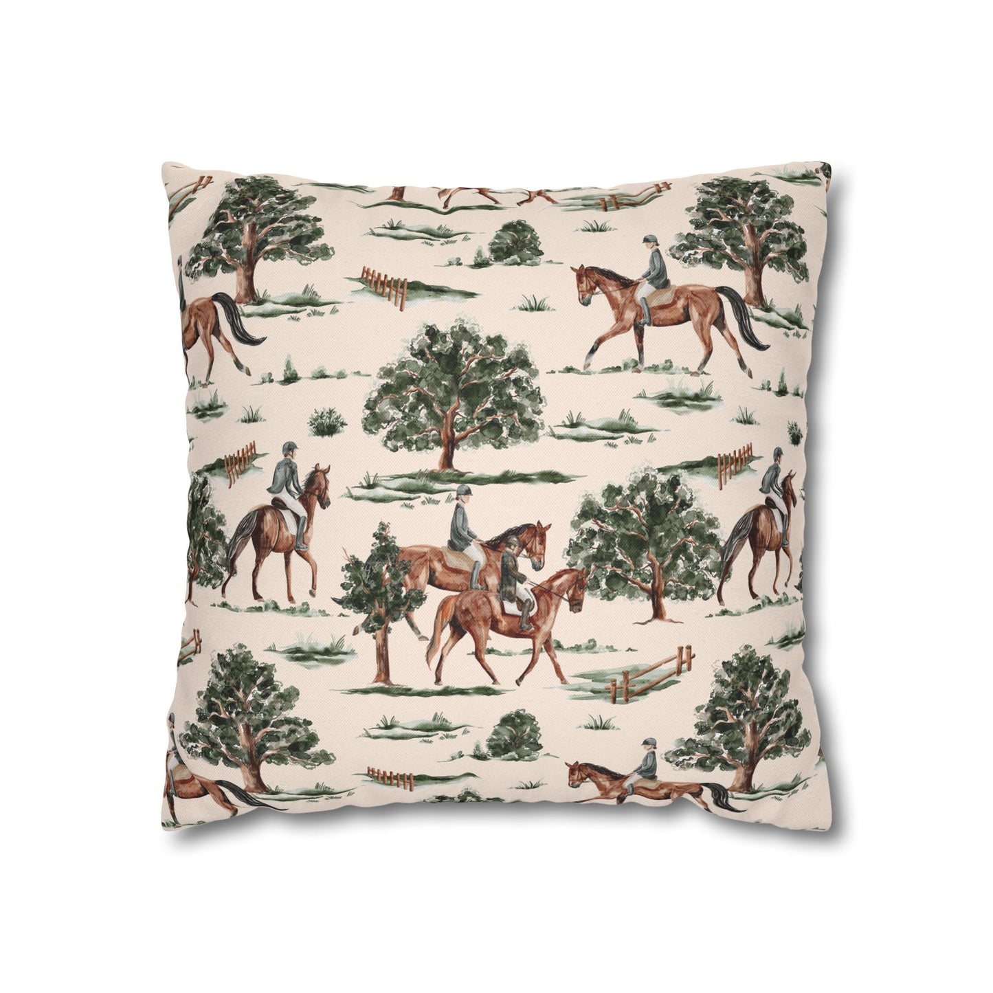 Equestrian Decorative Pillow Cover — Horse Riding Pattern
