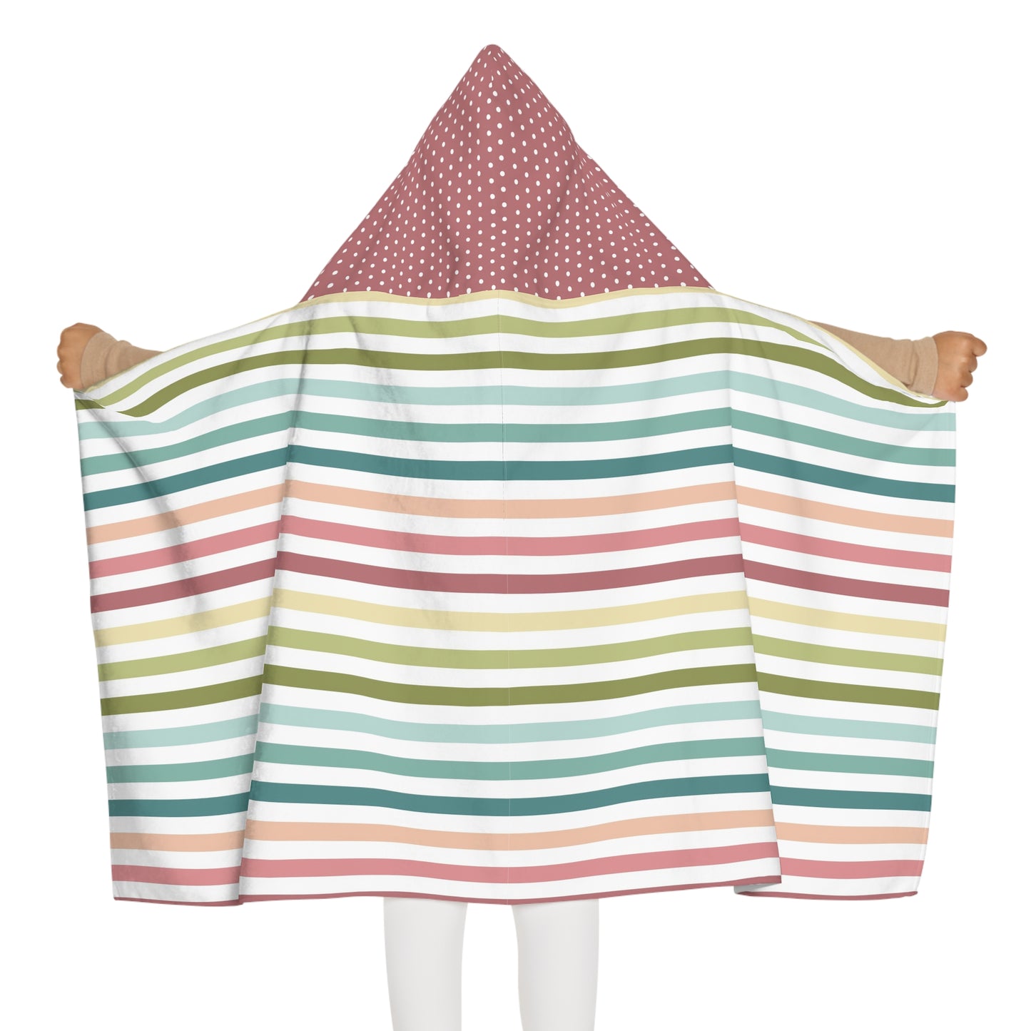 Turquoise Polka Dot Youth Hooded Towel — Striped Hood Beach & Pool Wrap for Kids