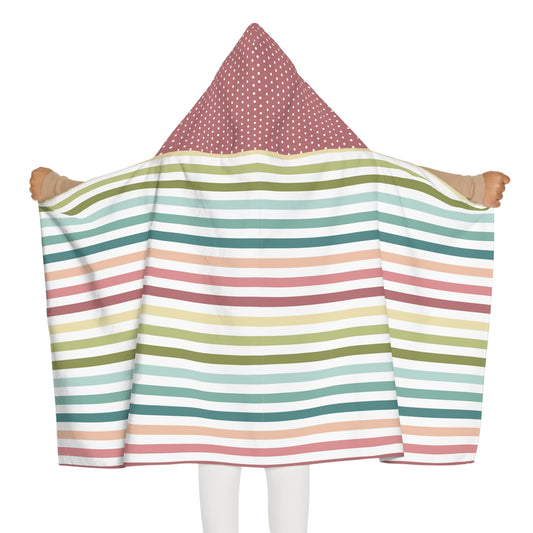 Turquoise Polka Dot Youth Hooded Towel — Striped Hood Beach & Pool Wrap for Kids