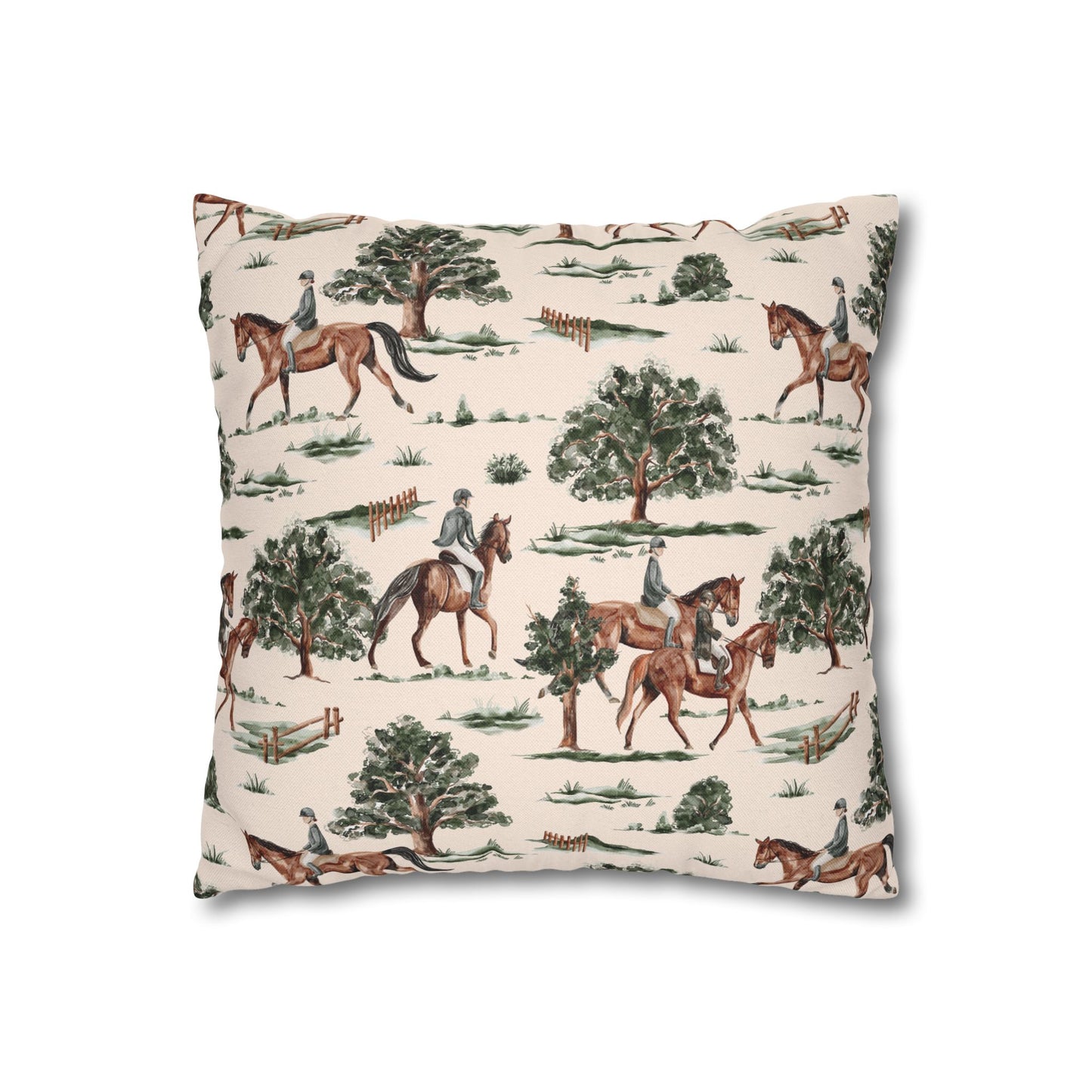 Equestrian Decorative Pillow Cover — Horse Riding Pattern