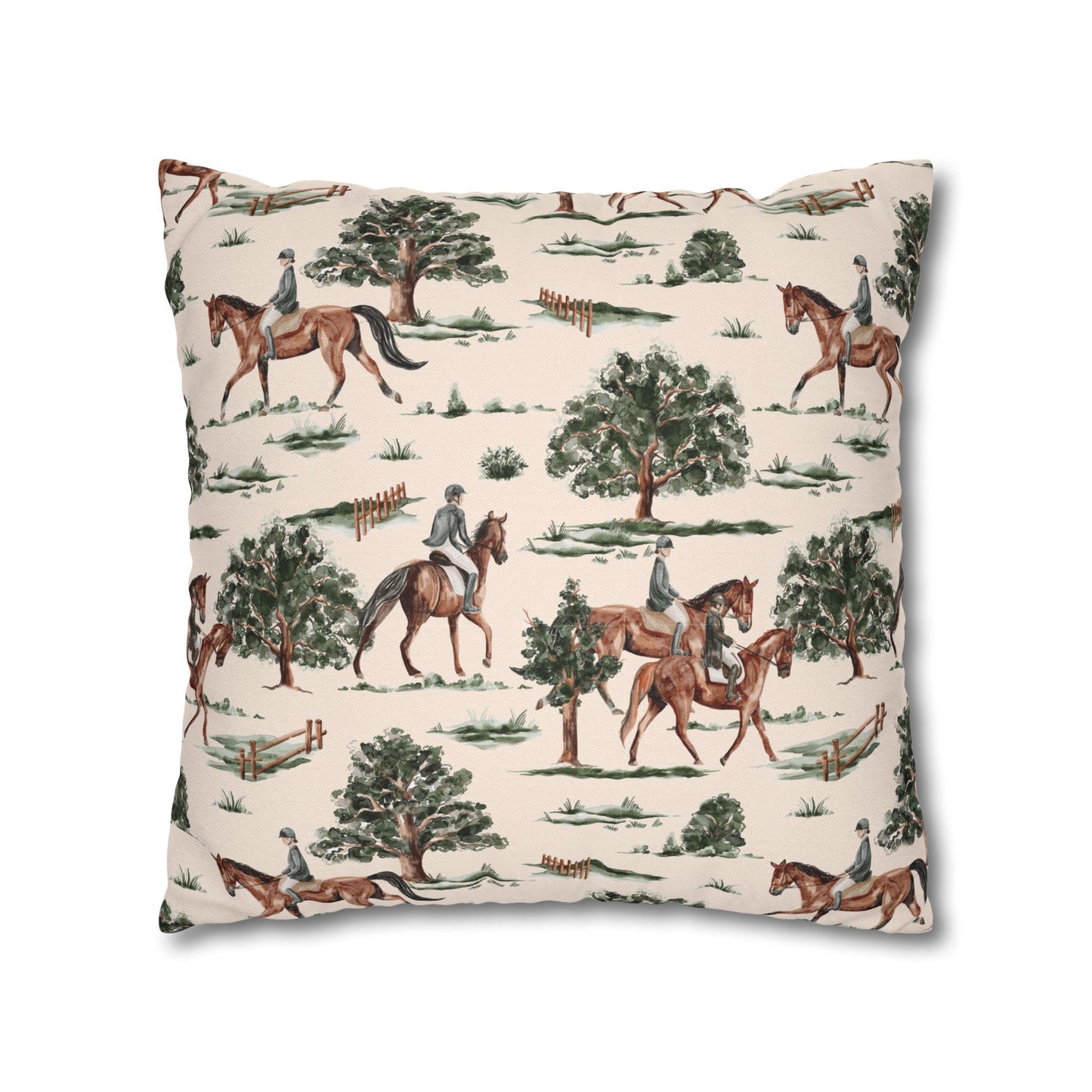 Equestrian Decorative Pillow Cover — Horse Riding Pattern