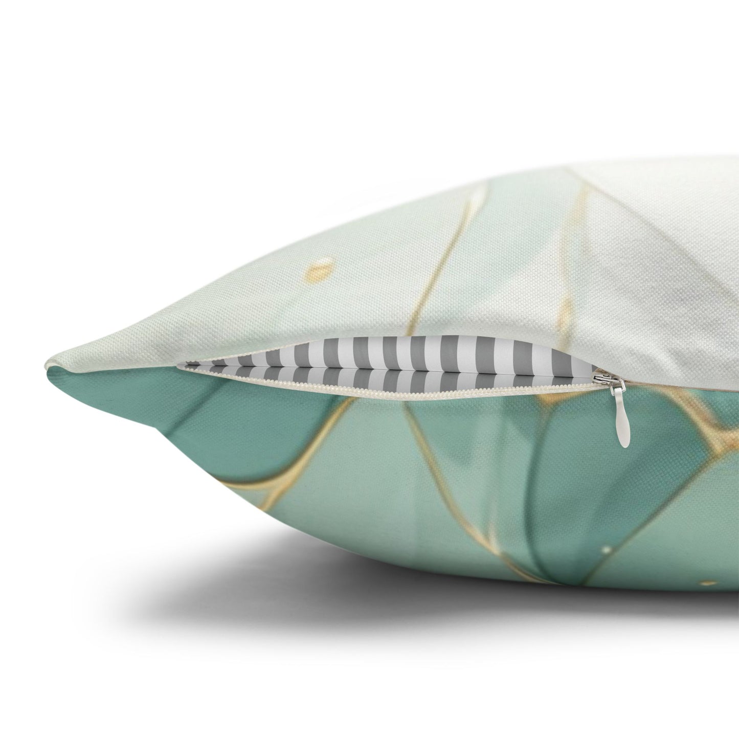Botanical Teal Floral Square Pillow Cover — Soft Spun Polyester Decorative Throw Pillowcase