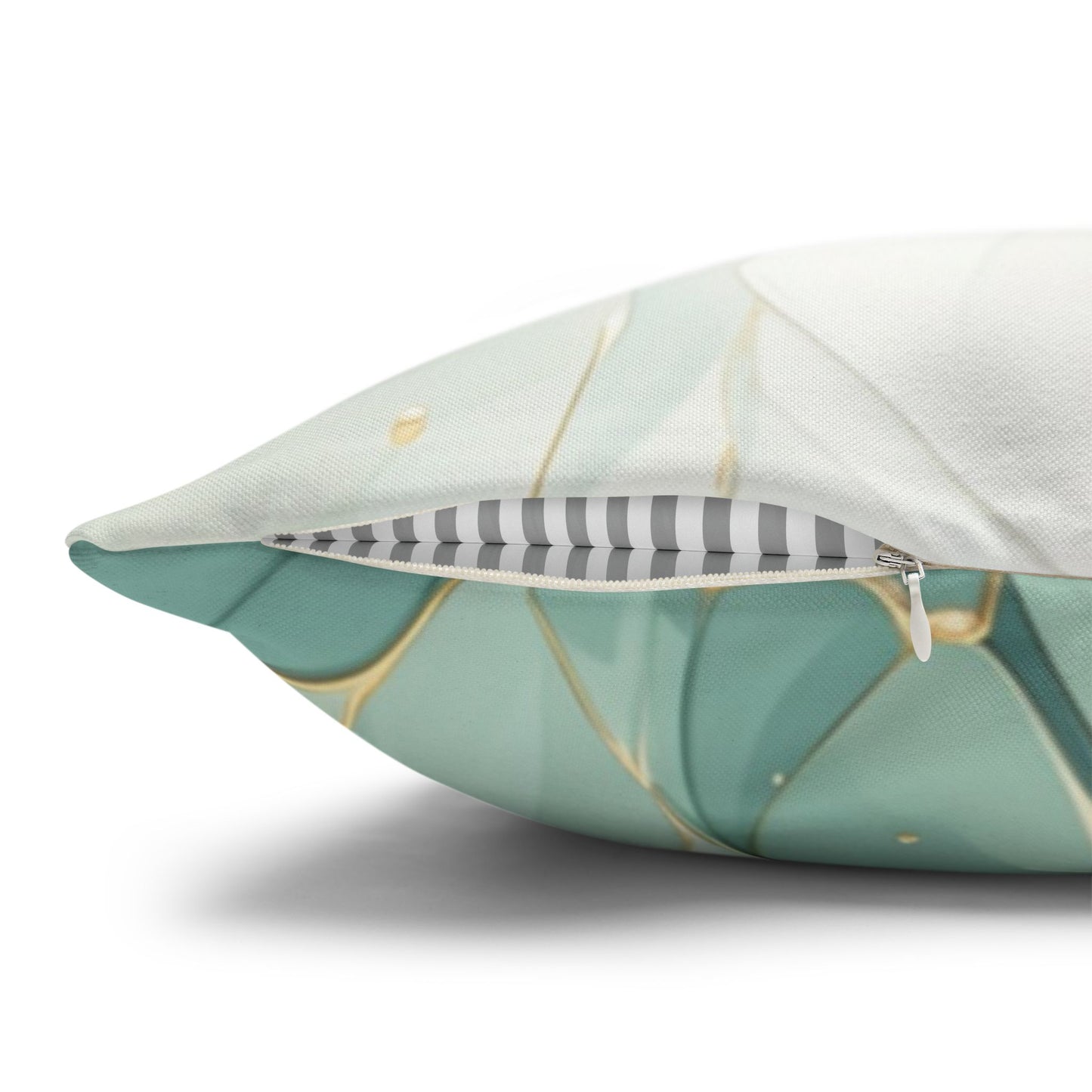 Botanical Teal Floral Square Pillow Cover — Soft Spun Polyester Decorative Throw Pillowcase