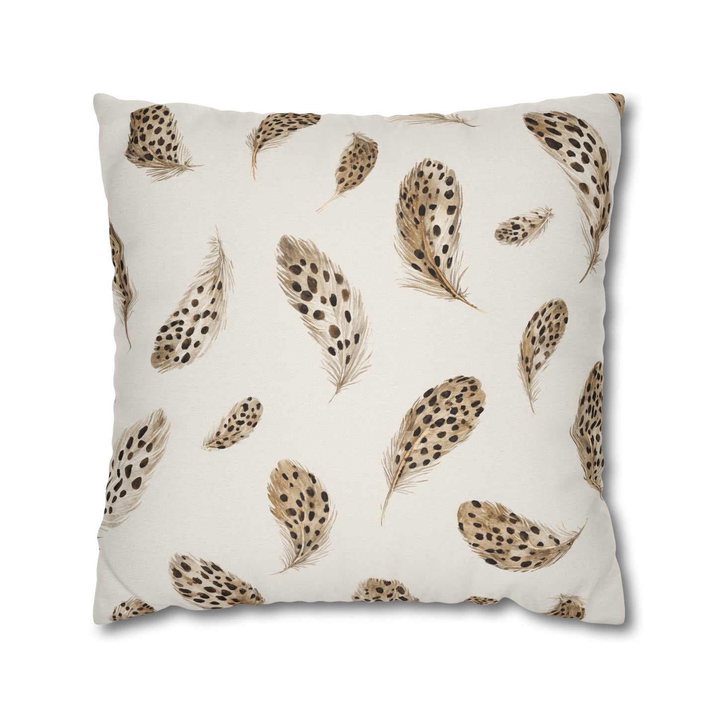 Feather Toss Decorative Pillowcase — Neutral Speckled Feathers Square Throw Pillow Cover
