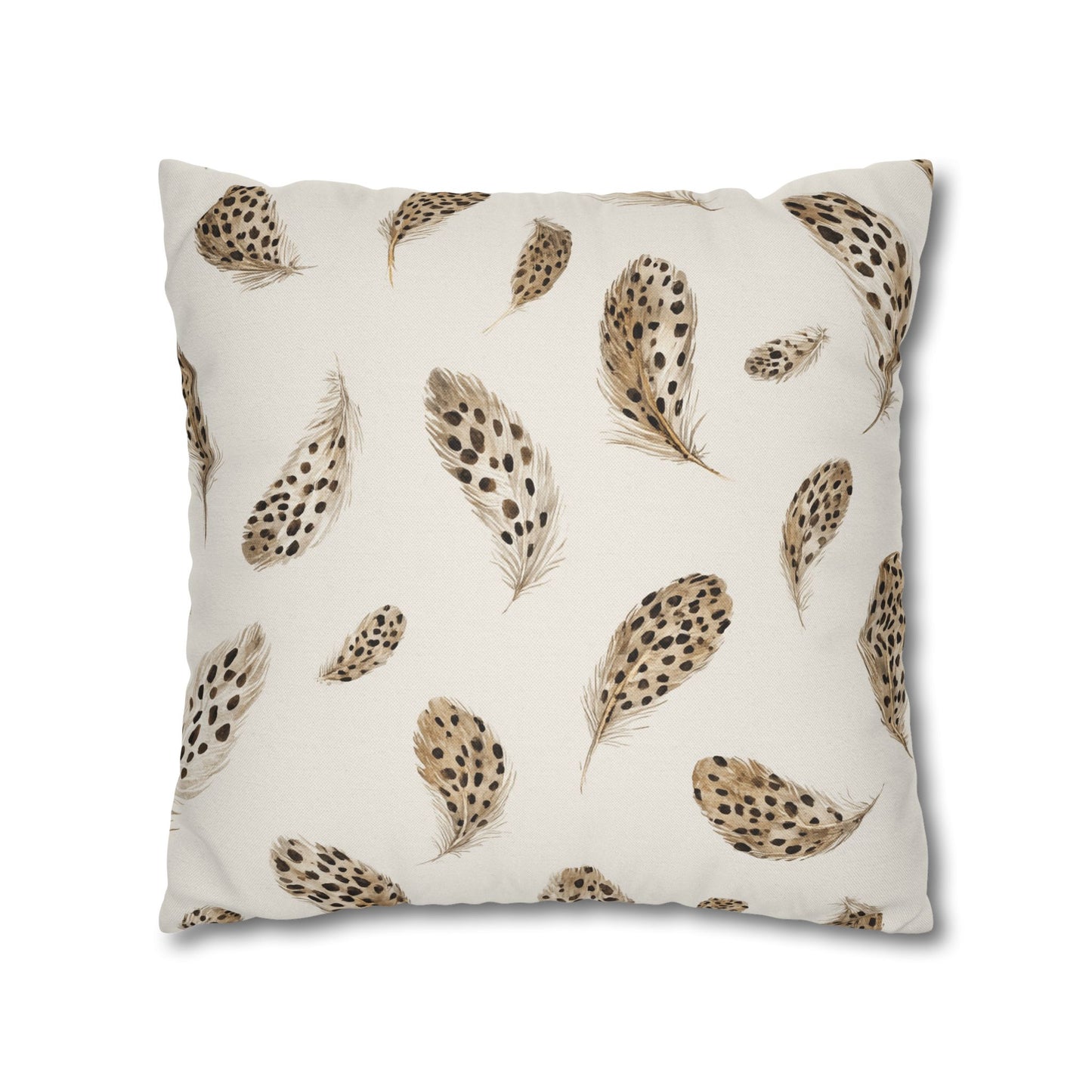 Feather Toss Decorative Pillowcase — Neutral Speckled Feathers Square Throw Pillow Cover