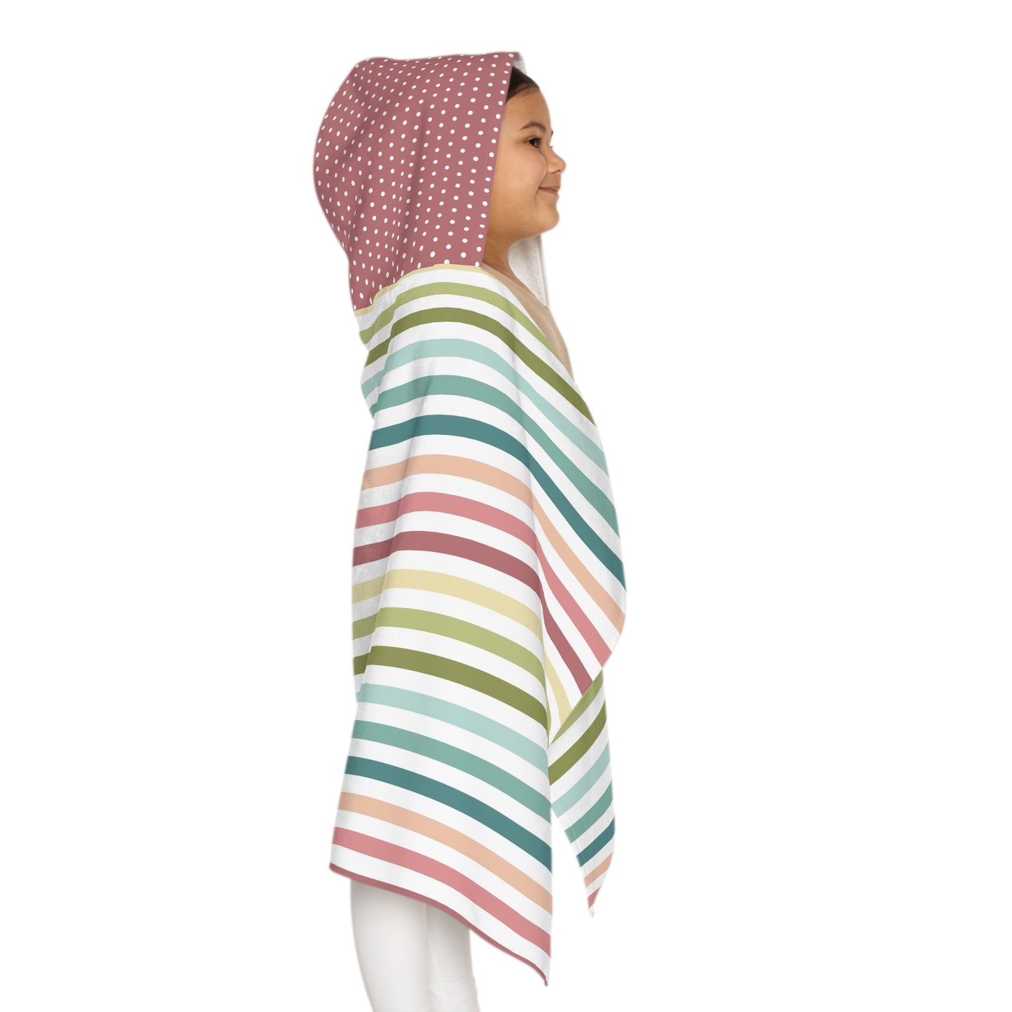 Turquoise Polka Dot Youth Hooded Towel — Striped Hood Beach & Pool Wrap for Kids