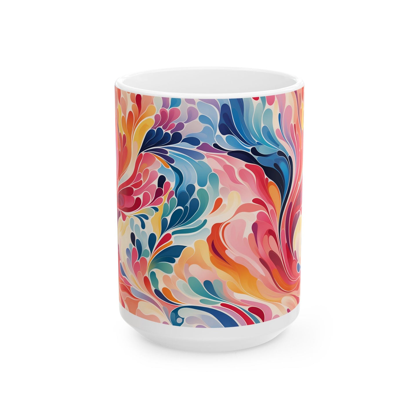 Colorful Abstract Swirl Ceramic Mug — Vibrant 11oz & 15oz Coffee Cup