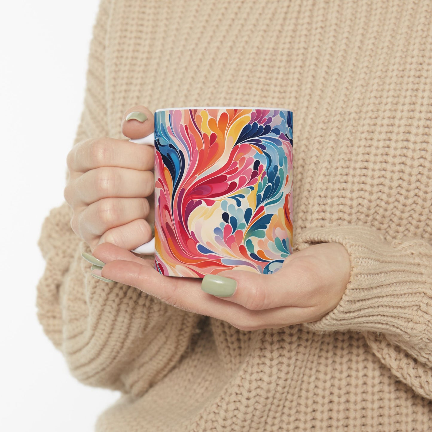 Colorful Abstract Swirl Ceramic Mug — Vibrant 11oz & 15oz Coffee Cup