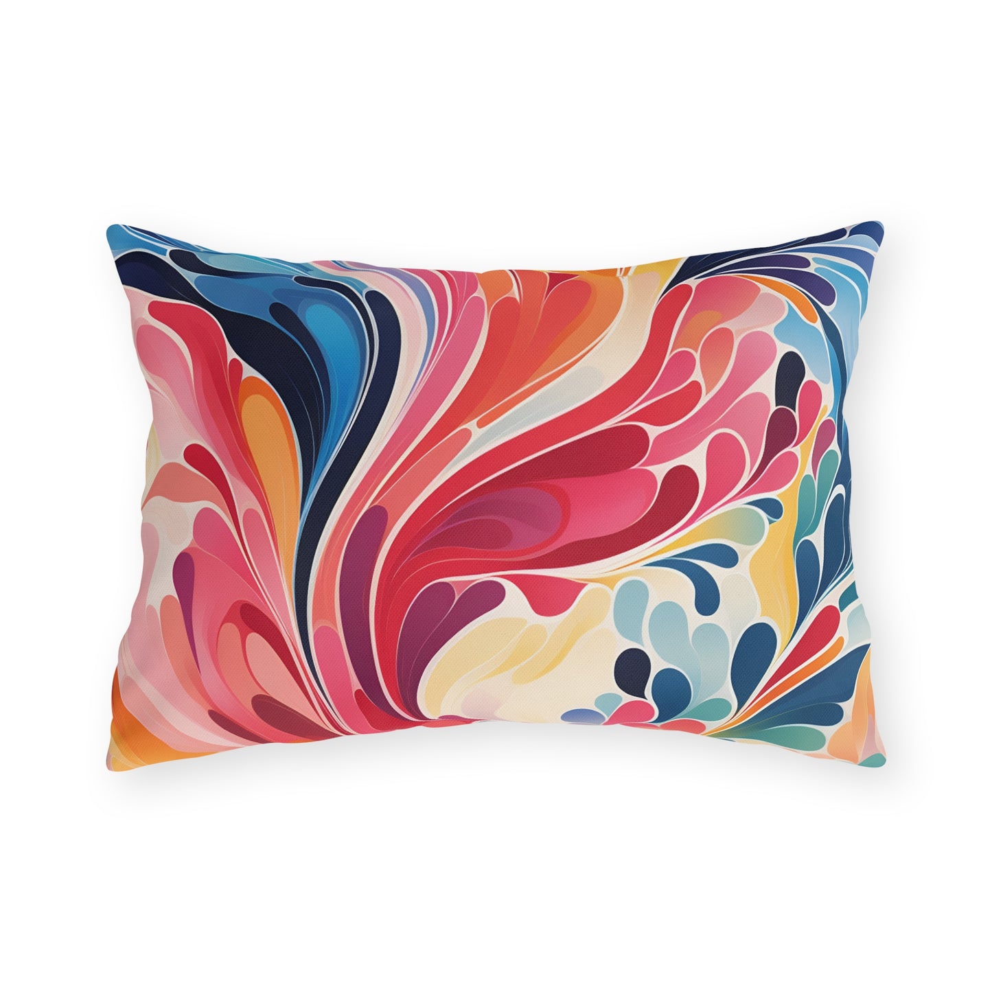 Vibrant Swirl Outdoor Pillow — Colorful Abstract Patio Cushion