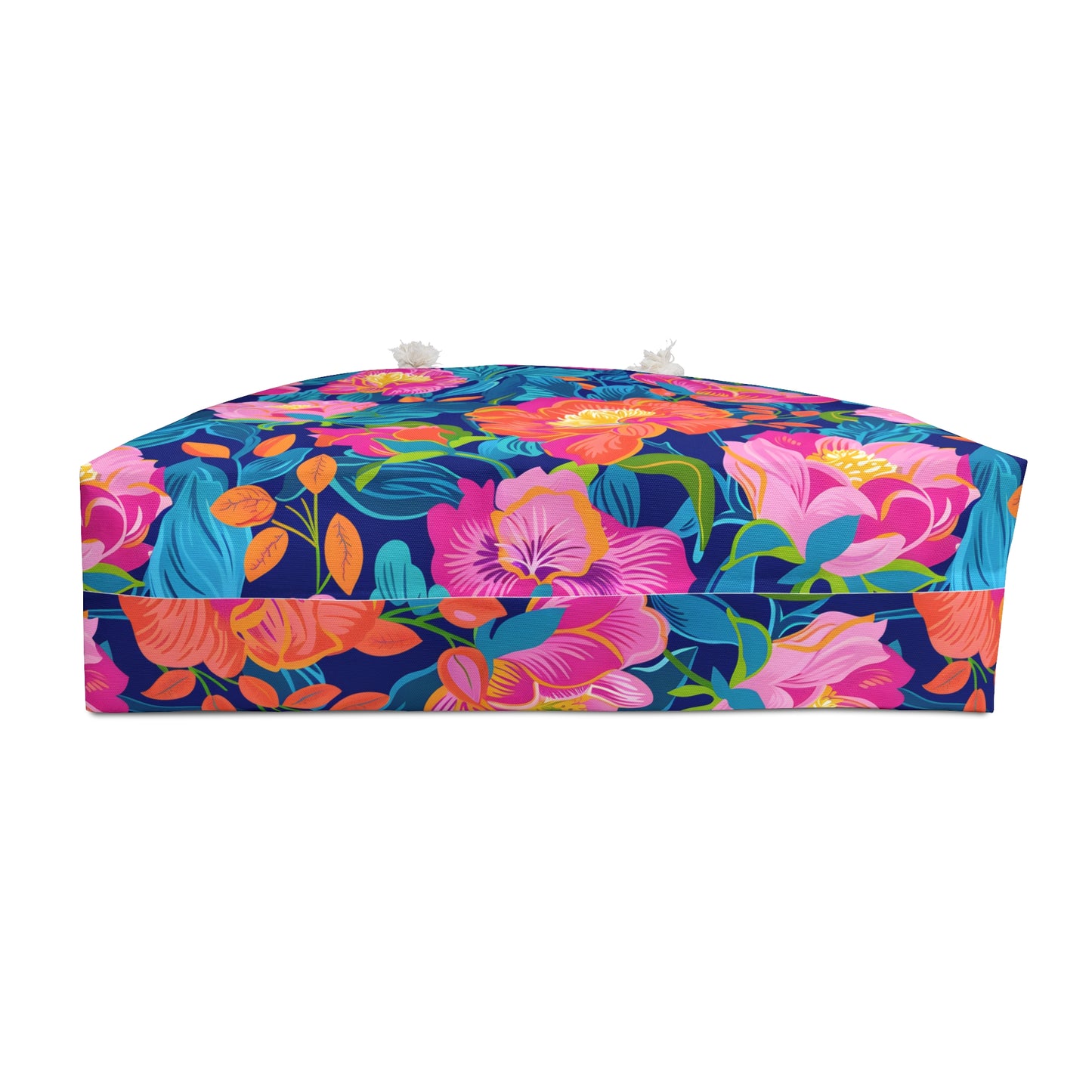 Floral Weekender Bag — Bright Tropical Flowers Overnight Tote