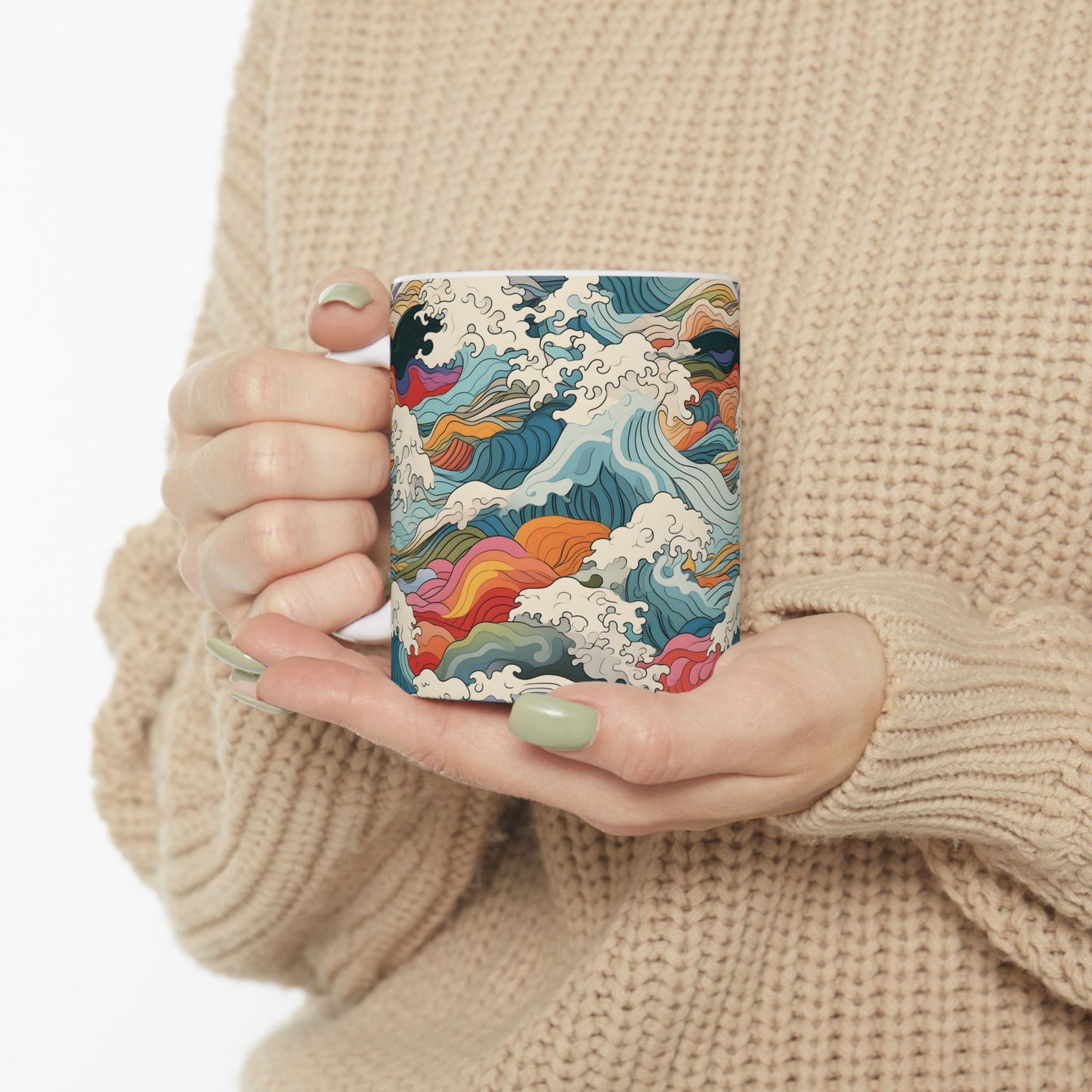 Ceramic Mug — Colorful Abstract Ocean Waves 11oz/15oz