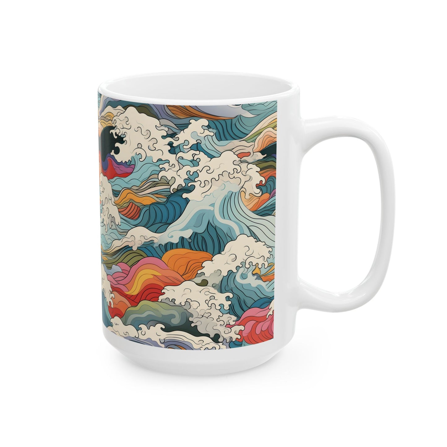 Ceramic Mug — Colorful Abstract Ocean Waves 11oz/15oz