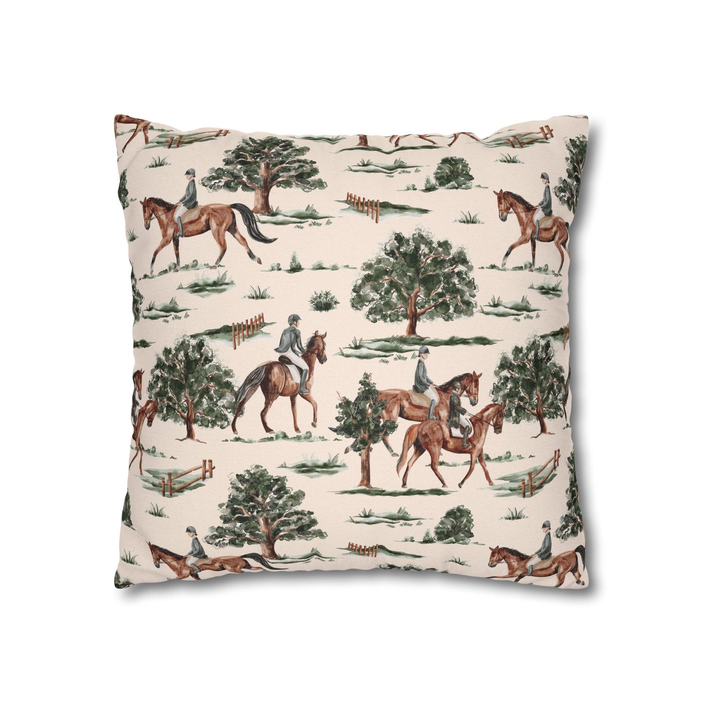 Equestrian Decorative Pillow Cover — Horse Riding Pattern