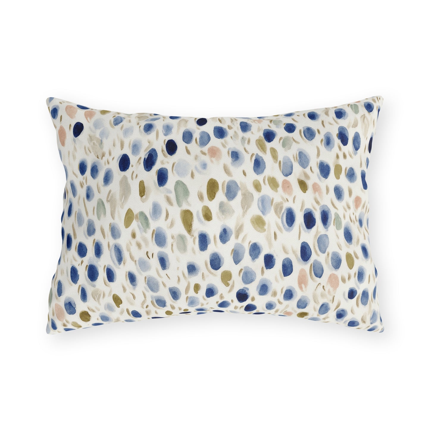 Blue Moroccan Tile Outdoor Pillow — Navy Geometric Patio Cushion