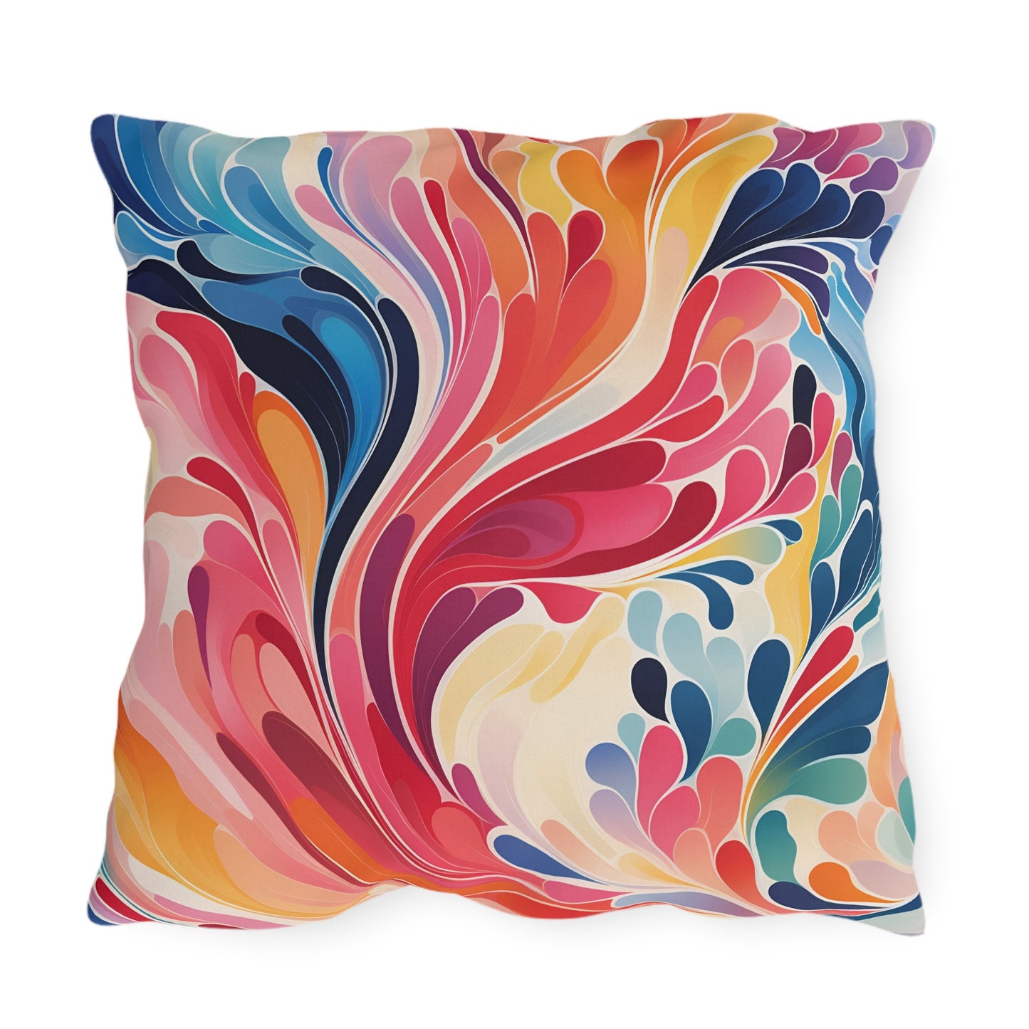 Vibrant Swirl Outdoor Pillow — Colorful Abstract Patio Cushion