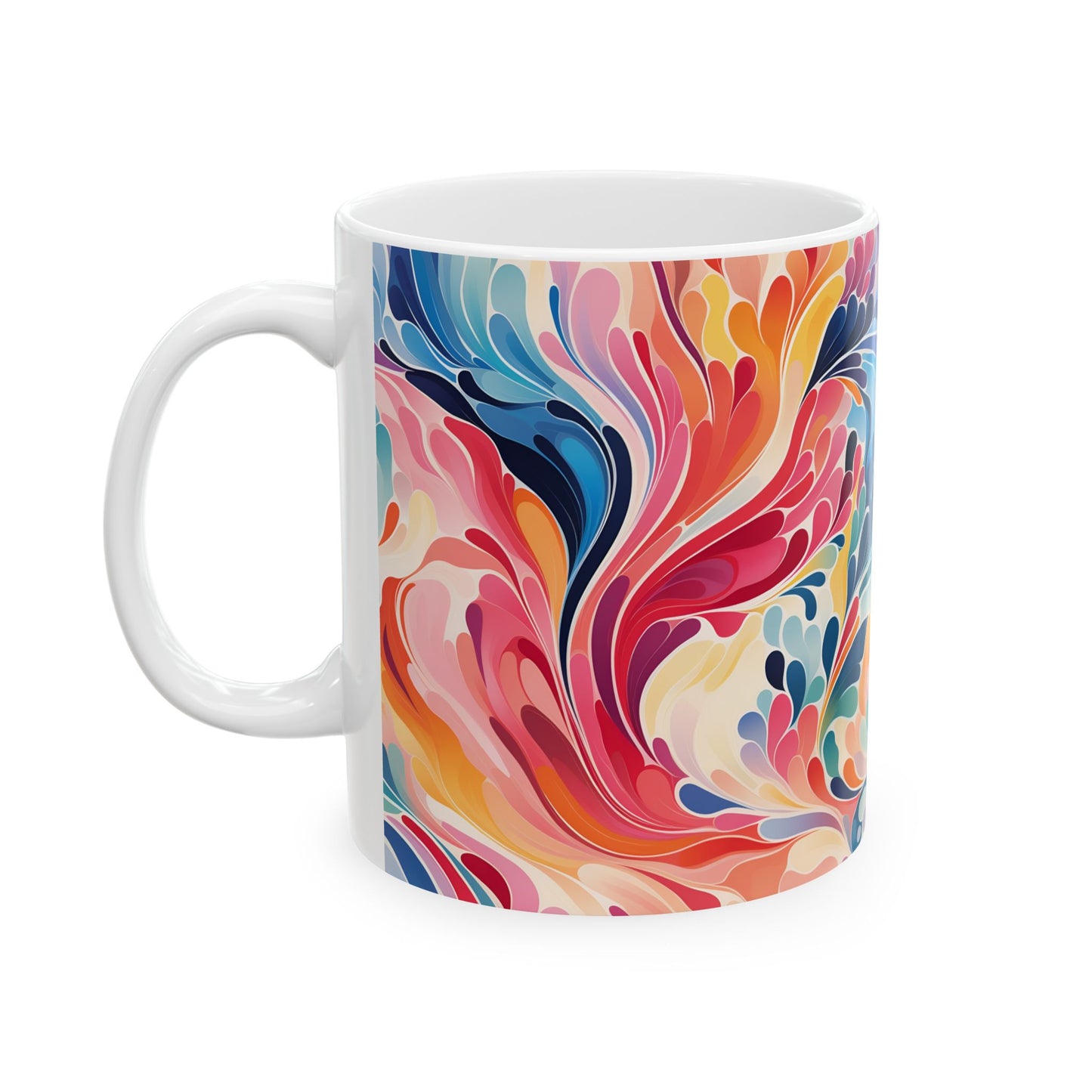 Colorful Abstract Swirl Ceramic Mug — Vibrant 11oz & 15oz Coffee Cup