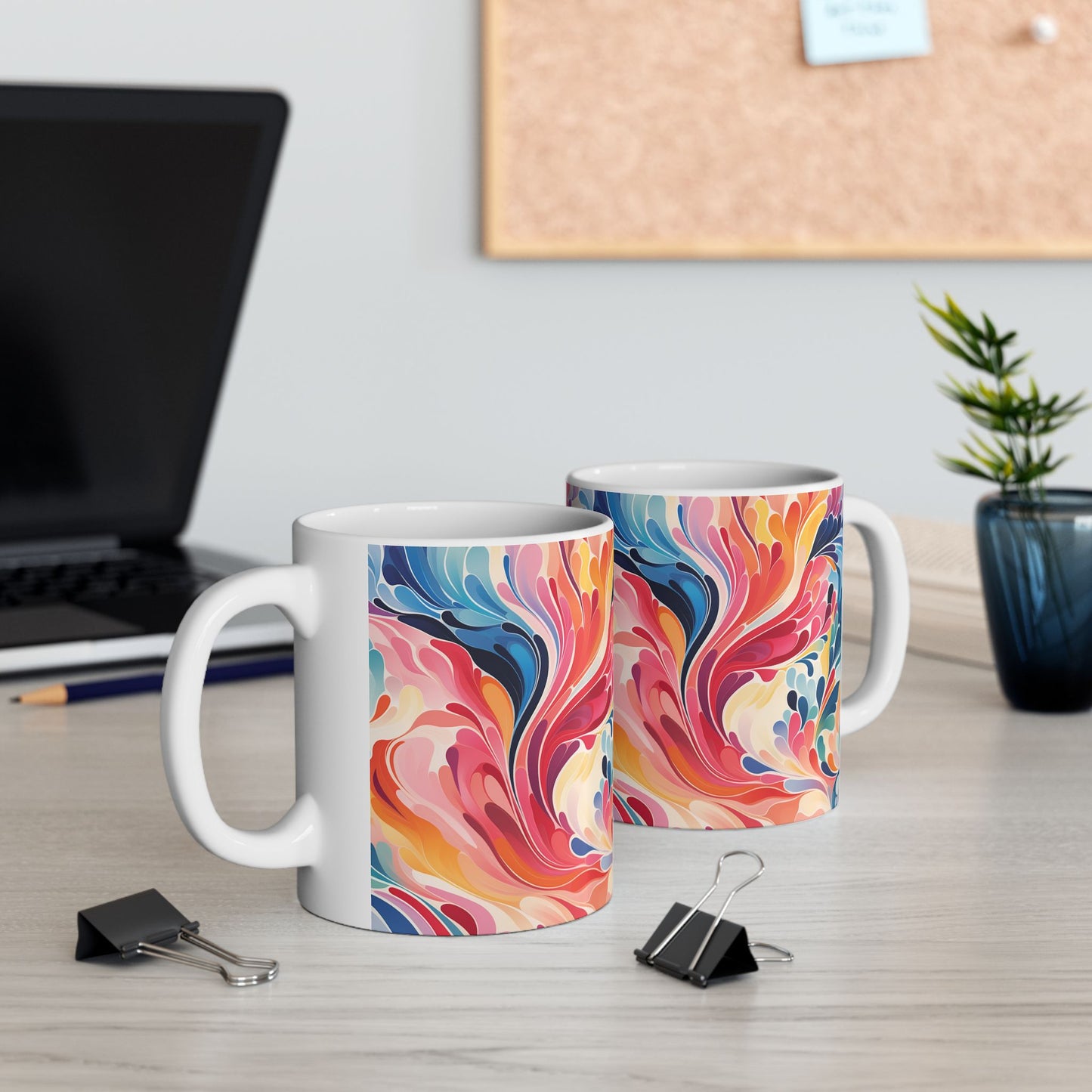 Colorful Abstract Swirl Ceramic Mug — Vibrant 11oz & 15oz Coffee Cup
