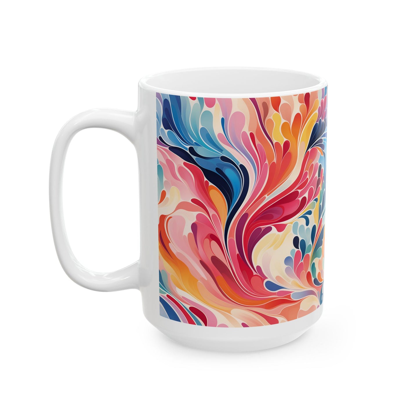 Colorful Abstract Swirl Ceramic Mug — Vibrant 11oz & 15oz Coffee Cup