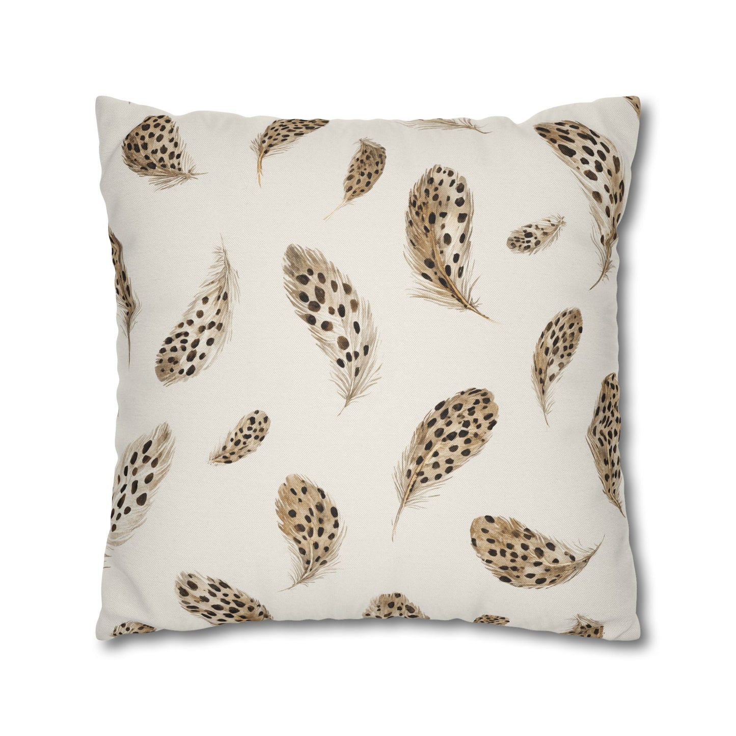 Feather Toss Decorative Pillowcase — Neutral Speckled Feathers Square Throw Pillow Cover