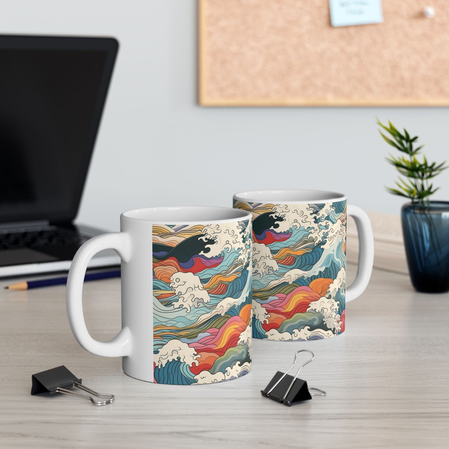 Ceramic Mug — Colorful Abstract Ocean Waves 11oz/15oz