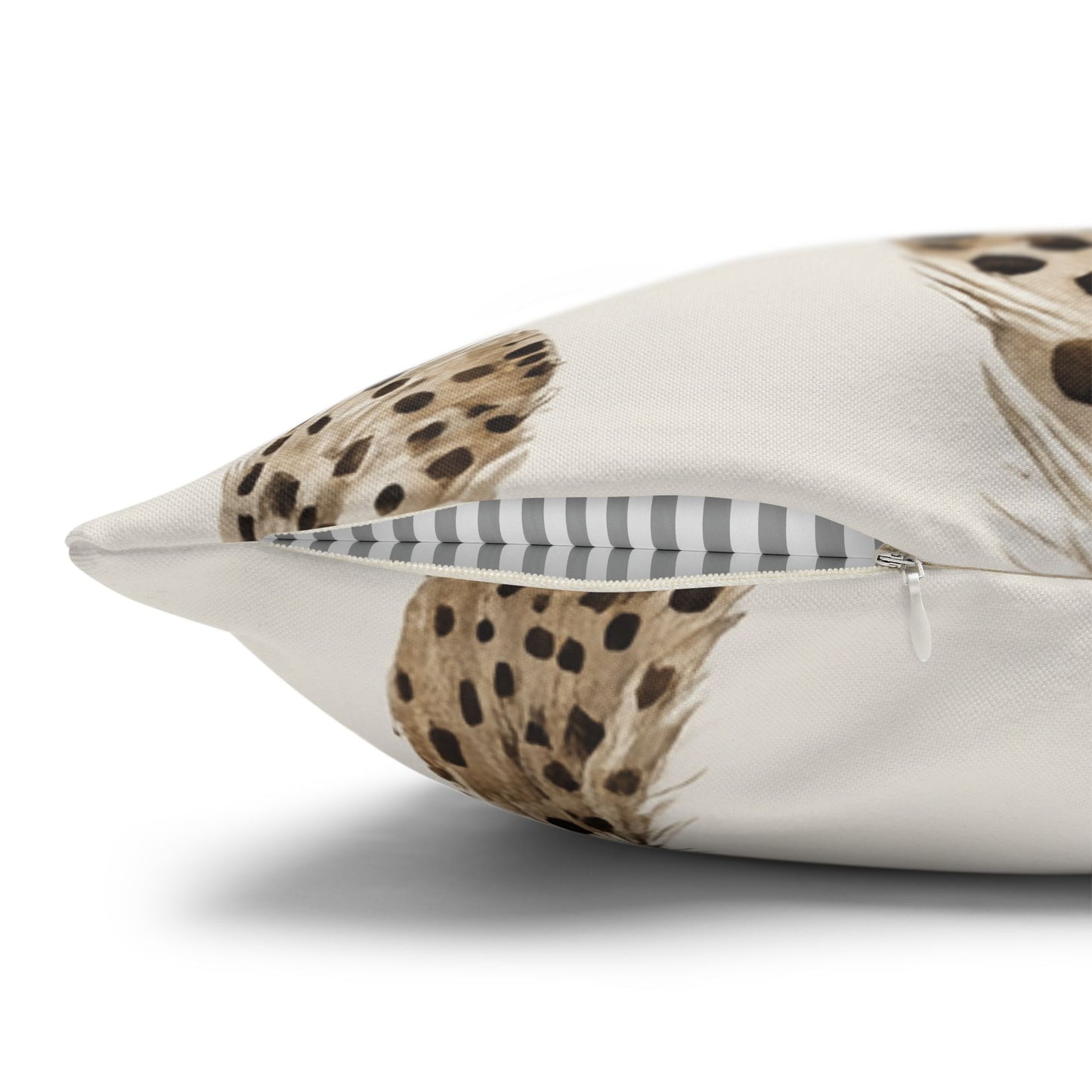 Feather Toss Decorative Pillowcase — Neutral Speckled Feathers Square Throw Pillow Cover