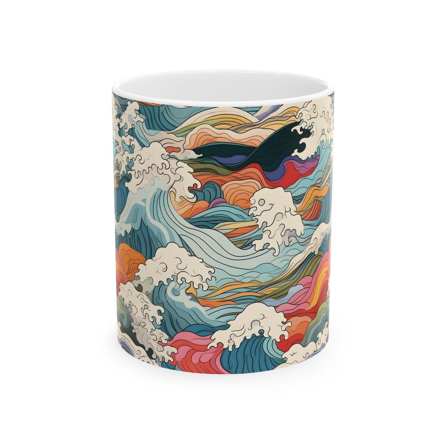 Ceramic Mug — Colorful Abstract Ocean Waves 11oz/15oz