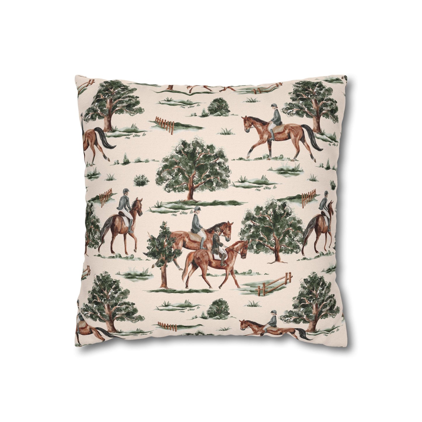 Equestrian Decorative Pillow Cover — Horse Riding Pattern