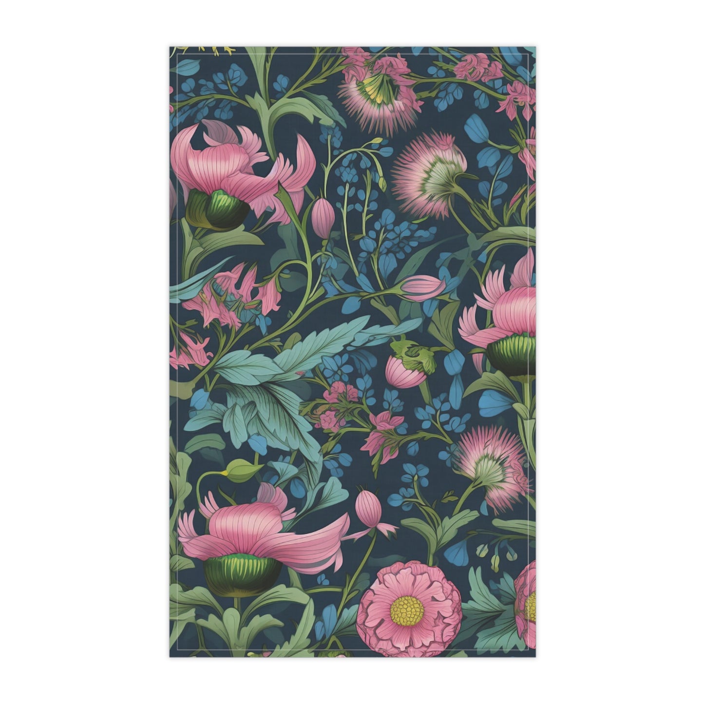 Vintage Floral Pattern Tea Towel | Pink Botanical Illustration