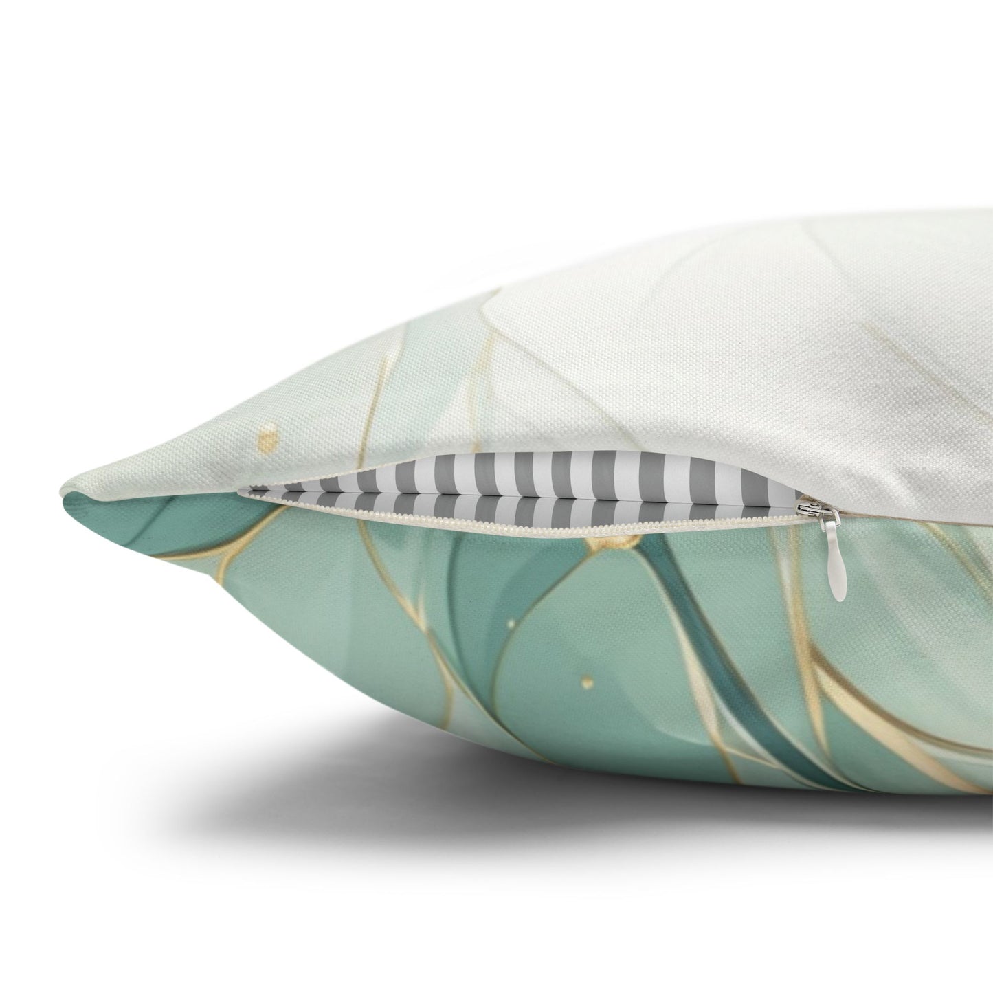 Botanical Teal Floral Square Pillow Cover — Soft Spun Polyester Decorative Throw Pillowcase