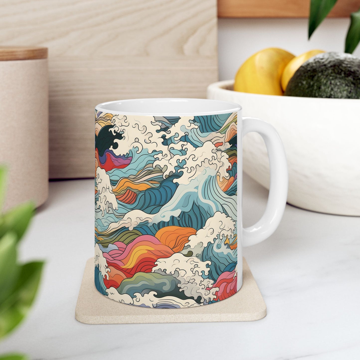 Ceramic Mug — Colorful Abstract Ocean Waves 11oz/15oz